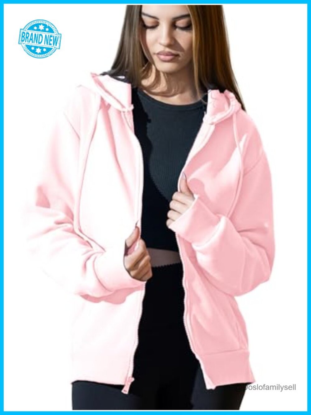 Oversized Zip Up Hoodie, Soft Fleece Cotton Blend, Cozy Full Zip Sweatshirt for